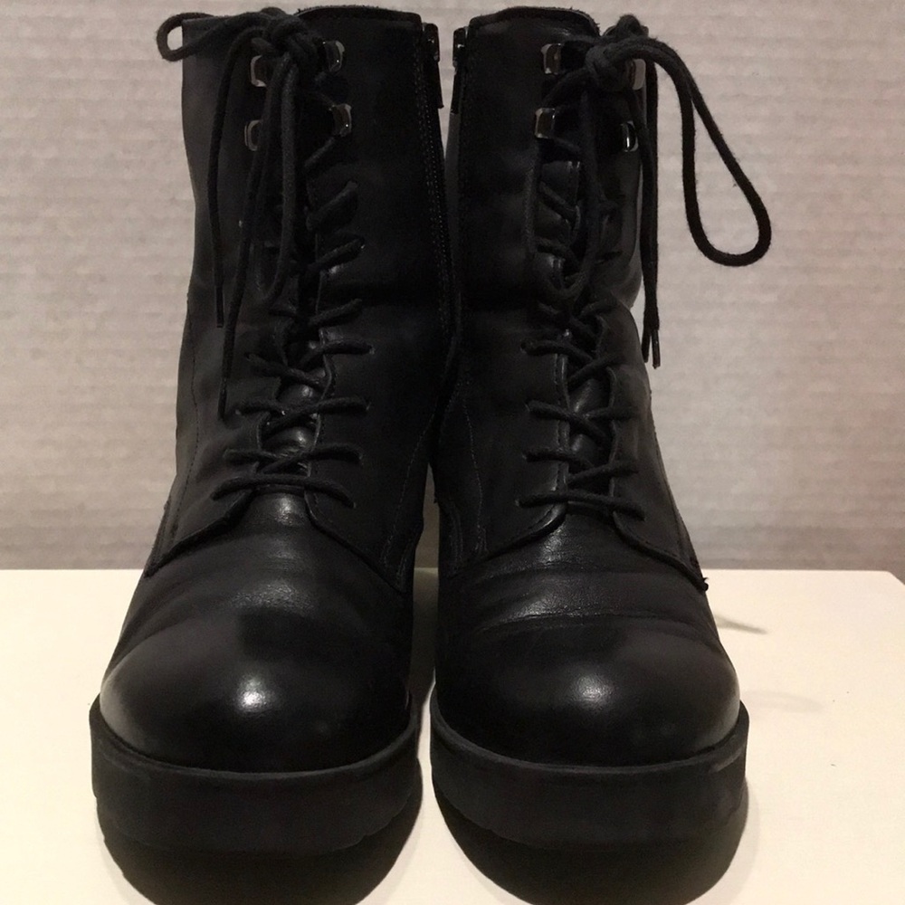 Zign (ASOS) Black Platform Ankle Lace-up Boots